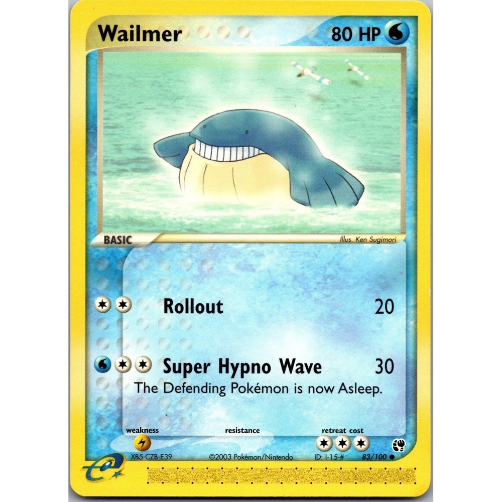 Pokemon Wailmer EX Sandstorm 83/100 Common Water Type 2003 Vintage Card